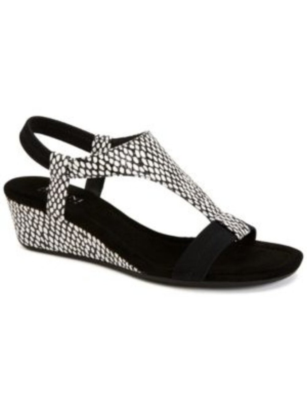Alfani Vacanza Womens Faux Leather Wedge Sandals Black and White Size 9M NWB